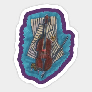 Violin, Bow and Sheet Music Sticker